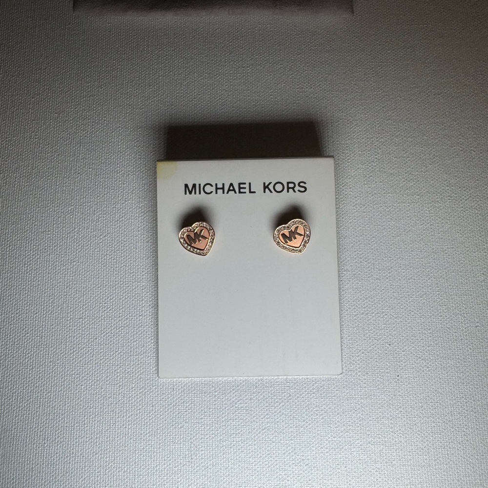 Michael Kors Rose Gold Heart Earrings